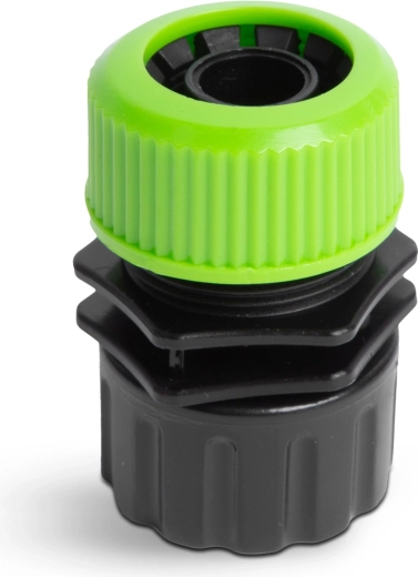 Hose connector for a tap with a 3/4" thread and a 1/2" hose