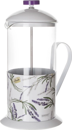 Glasteekanne Lavender 1 l mit Kunststoffsieb, weiß