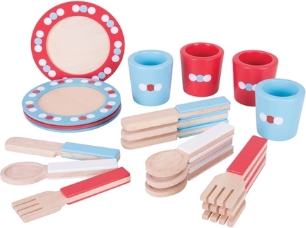 Bigjigs Toys Wooden Dining Set with Dots