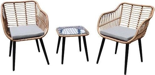 Ensemble de salon de jardin en rotin avec chaises et table à plateau en verre