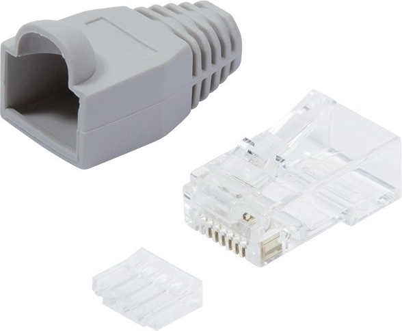 RJ45 CAT.6 Connectors with protection, grey, pack of 100 pcs