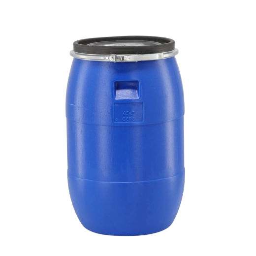 Plastic Drum 85 l with Metal Clamp, Blue