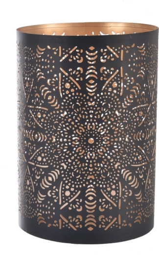 Mandala kandelaar van metaal zwart en goud 22 cm