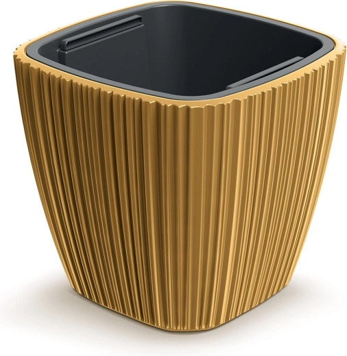 Plastic planter ORO 39 cm in mustard color