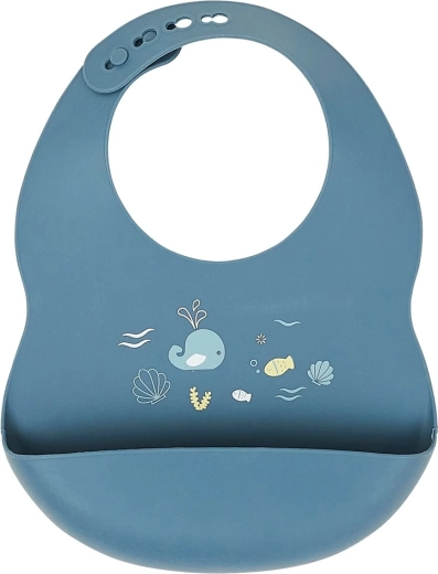 NATTOU bavoir en silicone avec poche, bleu, sans BPA
