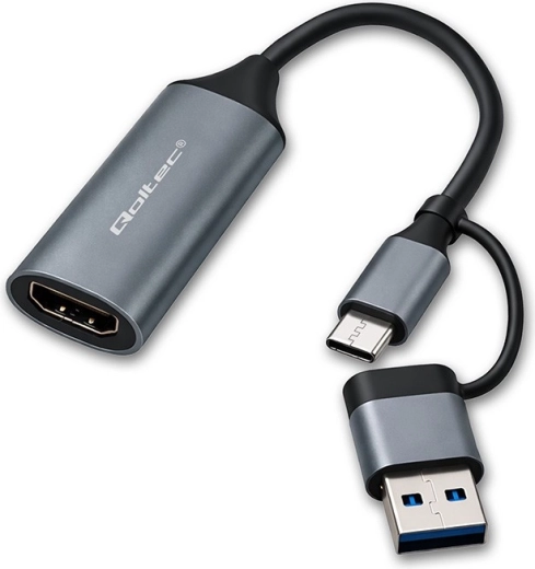 Adaptateur USB‑C/USB‑A vers HDMI 4K 30 Hz en aluminium