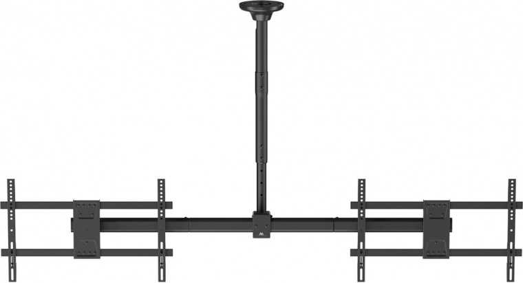 Ceiling mount for two TVs 34–60" with height adjustment and VESA 600×400