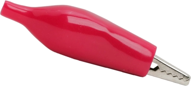 Large crocodile clip with red PVC insulation
