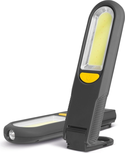 Lampe d’inspection magnétique COB et LED SMD avec crochet et feu d’avertissement
