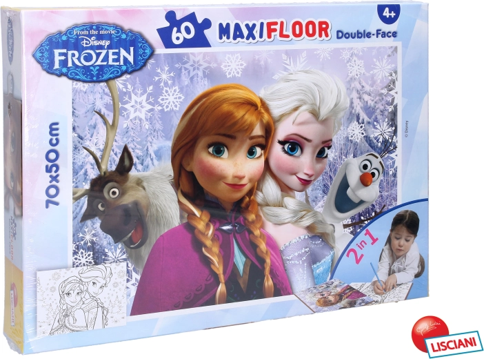 Puzzle Frozen Maxi 60 Elsa et Anna 70x50 cm 2-en-1