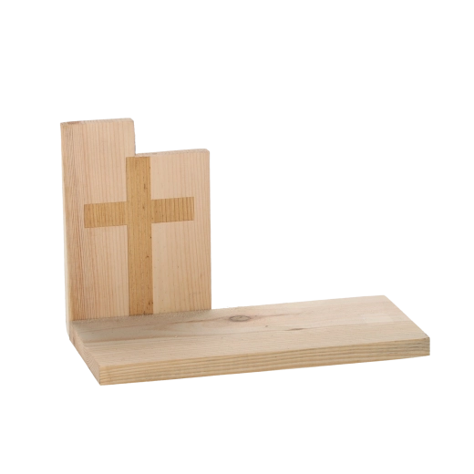 Wooden candle stand with cross