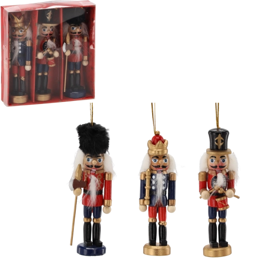 Holz-Weihnachtsanhänger Soldaten 13 cm – Set 3 Stk. Chomik