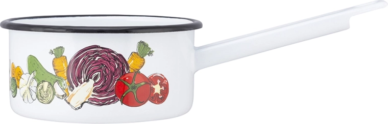 Enamel saucepan with handle 1 l, 14 cm, vegetable decor