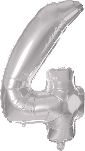 Foil Balloon Number 4 30 cm Silver TORO
