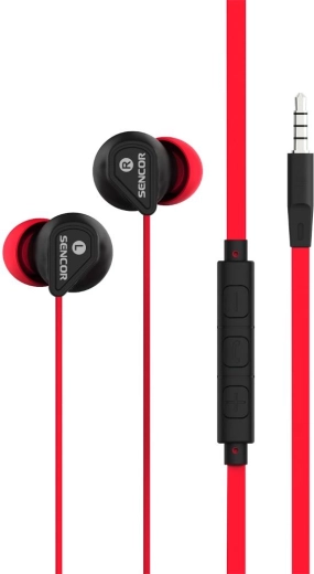 Sencor rode in-earhoofdtelefoon met microfoon