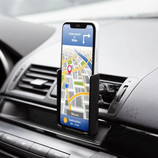 Zwarte telefoonhouder voor ventilatierooster