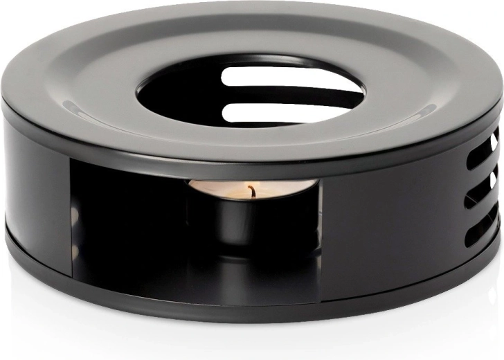 Zwarte roestvrijstalen theepotverwarmer 15 cm