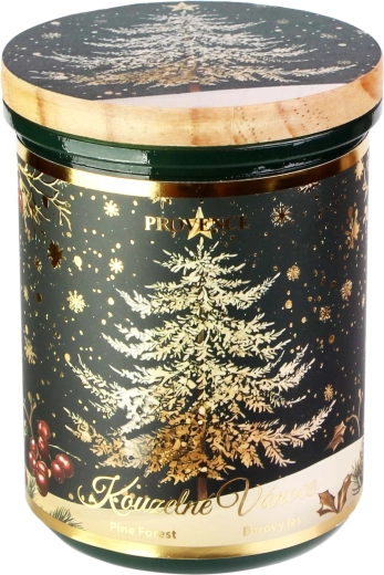 Christmas glass candle with glass lid, green 240 g