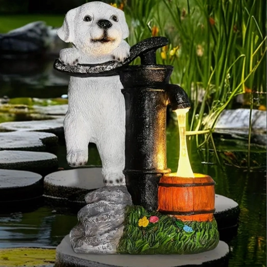 Solar Garden Lamp with Puppy – Decorative LED Ornament