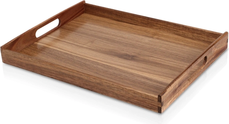 Holz-Serviertablett aus Akazienholz mit Griffen 40 × 30 cm