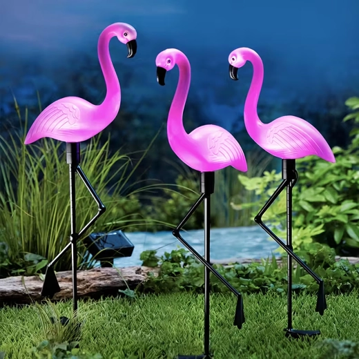 Solare Gartendekoleuchten Flamingo, Set mit 3 Stück