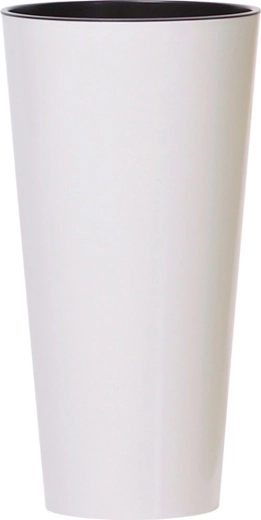 Cache-pot Tubus Slim avec insert 40 cm blanc brillant