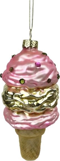 Glazen kerstornament ijsje 13,5 cm