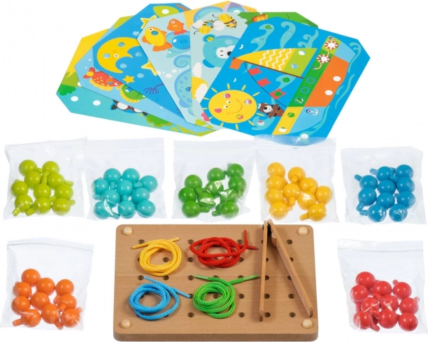 Wooden mosaic with tweezers and lacing LUCY & LEO