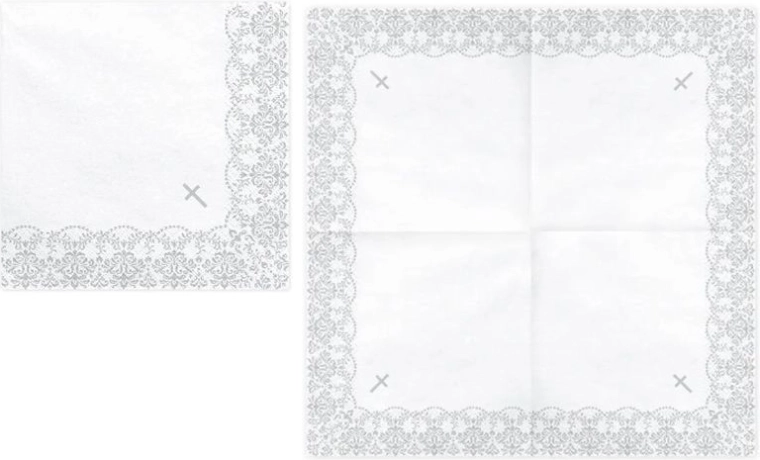 Communion paper napkins with a silver ornament 33 × 33 cm, 20 pcs