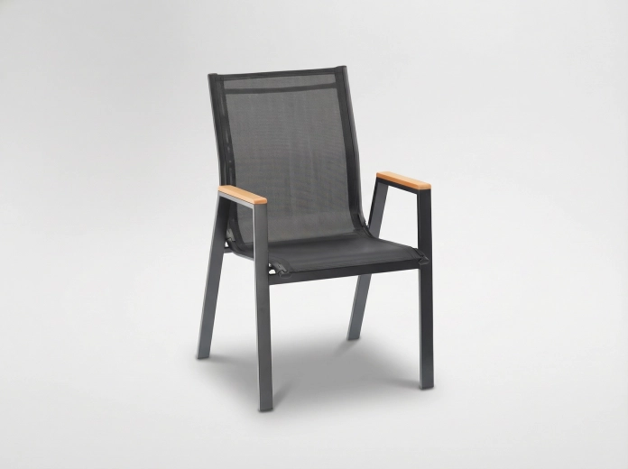 Black Polywood steel garden armchair 61 × 56 × 90 cm