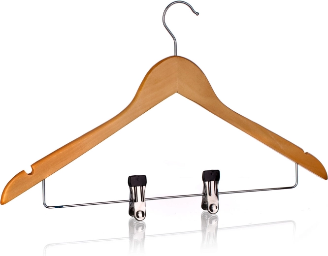 Cintre en bois avec pinces 44 × 28 cm