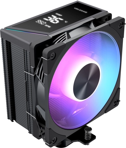 Modecom Volcano 0C T102 CPU Air Cooler with LCD and ARGB 120 mm, Black
