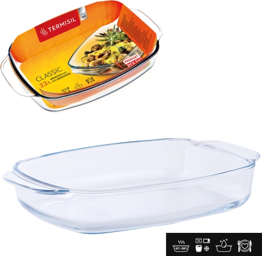 Rechteckige hitzebeständige Auflaufform aus Borosilikatglas 2,3 l TERMISIL