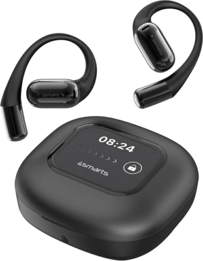 Écouteurs ouverts sans fil avec traduction IA et écran 4smarts SkyBuds, noir