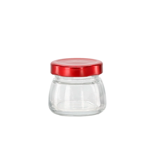 Glass jar 75 ml with red metal lid