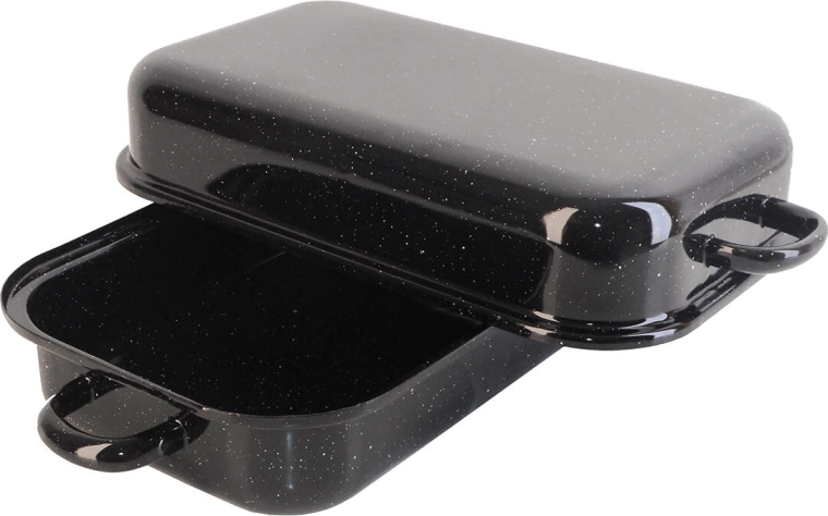Geglazuurde braadslede met deksel BERYL 30 × 20 cm, 2,8 l – zwart graniet