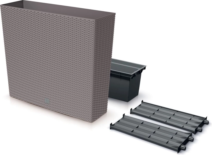 Hoher Pflanzkasten Rato Case mit Einsatz und Bewässerung, Mocca, 77 cm