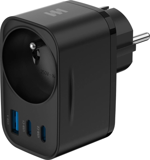 Retlux GaN Mains Adapter with USB Charging and Power Socket