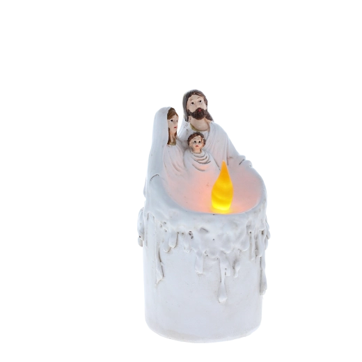 LED-Kerze mit Heiliger Familie 18 cm