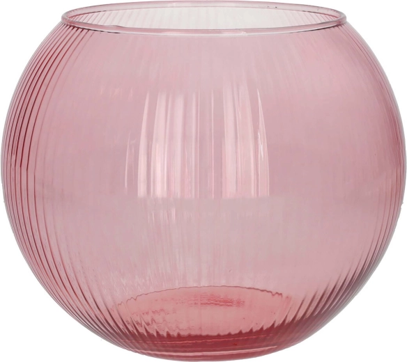 Vase en verre Alverda Lines 19 × 15,5 cm, rose transparent