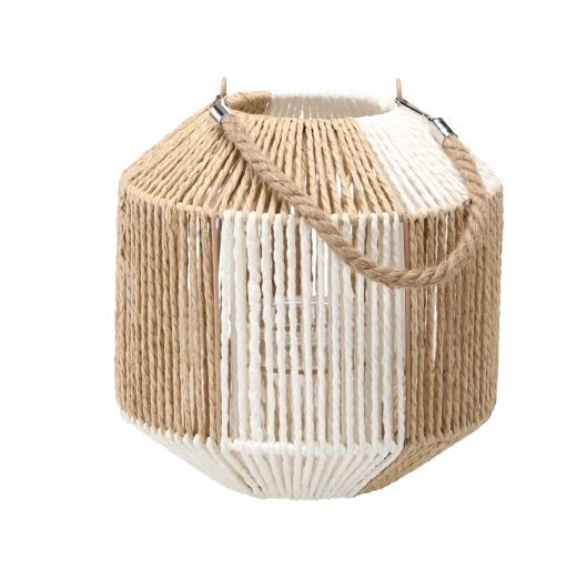 Decoratieve lantaarn met glazen inzet 25 cm – schaakbordpatroon