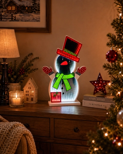 Christmas 3D LED decoration snowman with Infinity mirror effect - 1 piece