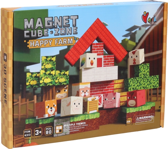 Magnetische bouwset Magnet Cube Zone Happy Farm (80 onderdelen)
