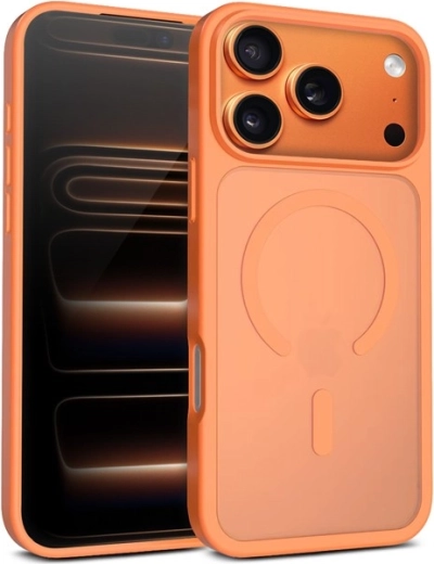 Coque magnétique mate hybride MagSafe pour iPhone 17 Pro Max orange