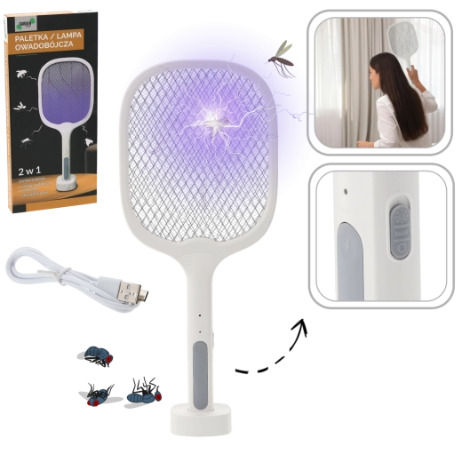 Tapette électrique anti-insectes 2‑en‑1 avec lumières UV et USB‑C