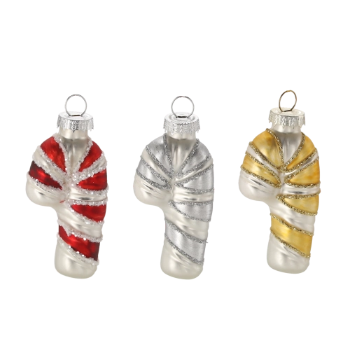 Glas-Weihnachtsbaumschmuck Zuckerstange, Farbmix, 12 Stk.