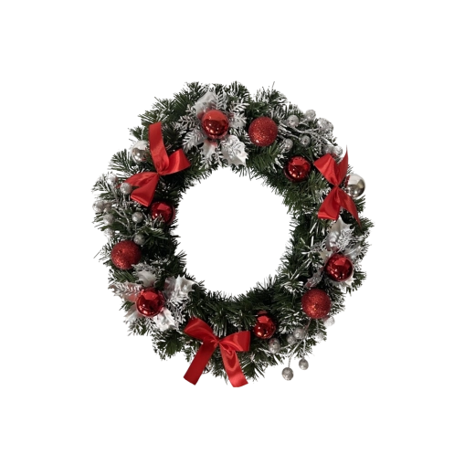Christmas Wreath 40 cm Silver–Red