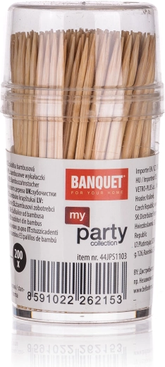 Bamboe tandenstokers dubbelzijdig in ronde dispenser 200 stuks