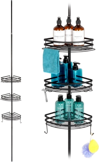 Hoek telescopische doucheplank van metaal, zwart, verstelbaar