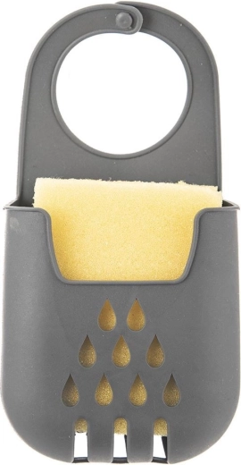 Porte-éponge suspendu en silicone avec drainage, gris